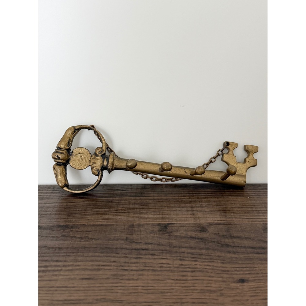 Brass Skeleton Key Wall Hook Rack Gothic Medieval Castlecore Decor